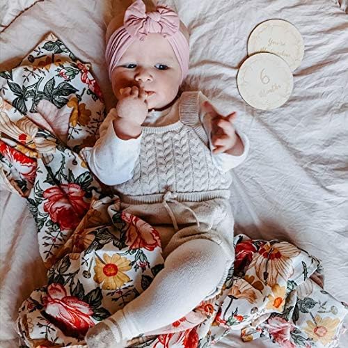 במבוק כותנה מוסלין שמיכות פרחוניות נערת עם סרט בגימור | תינוק בן יומו של בית חולים שמקבל שמיכה